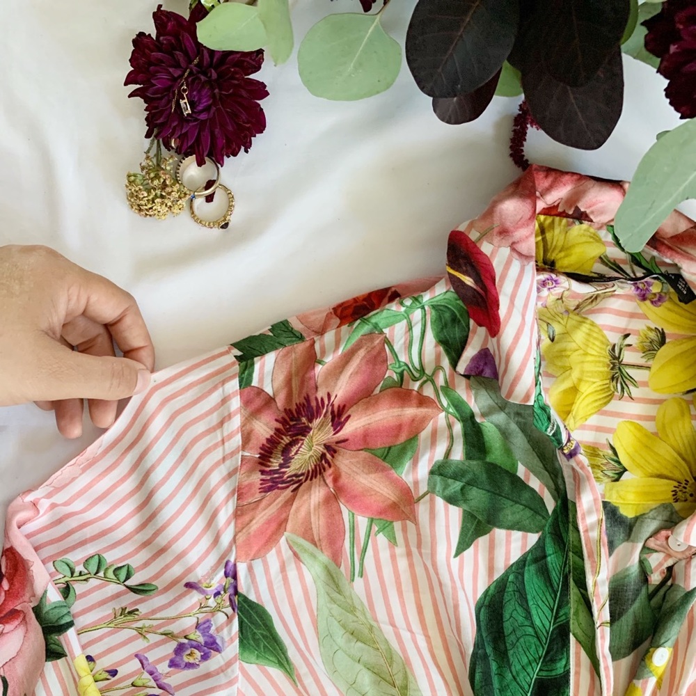Zara striped floral dress